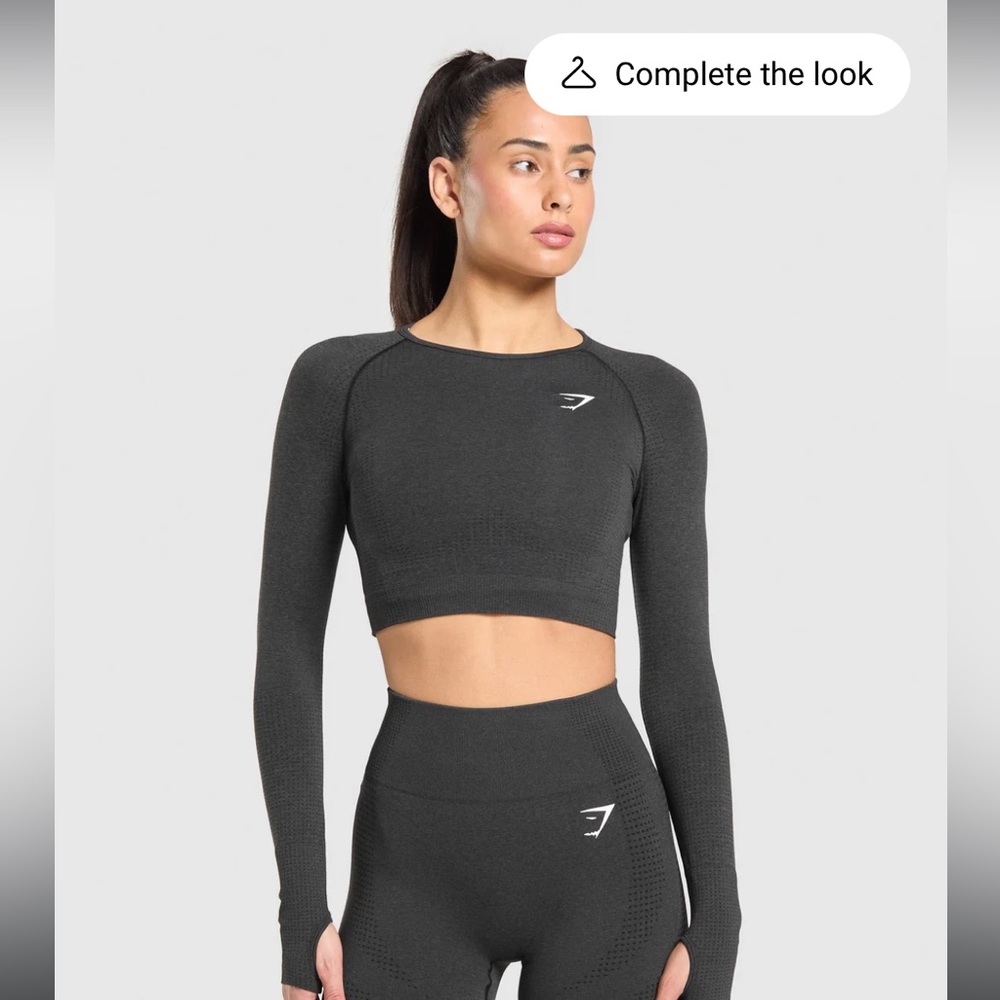 Gymshark Charcoal Gray Long Sleeve Crop Top
